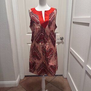 NWT Nick Verreos Slip on Traditional Straight Dress  Size 12 Orange, White